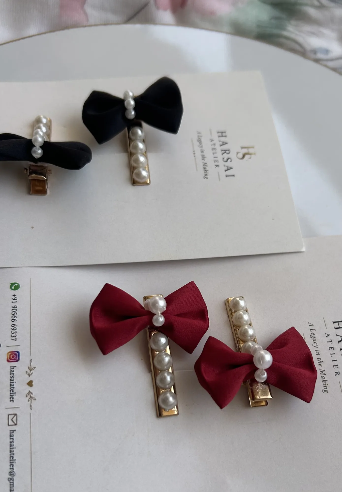 Silk Mini Pearl Bow