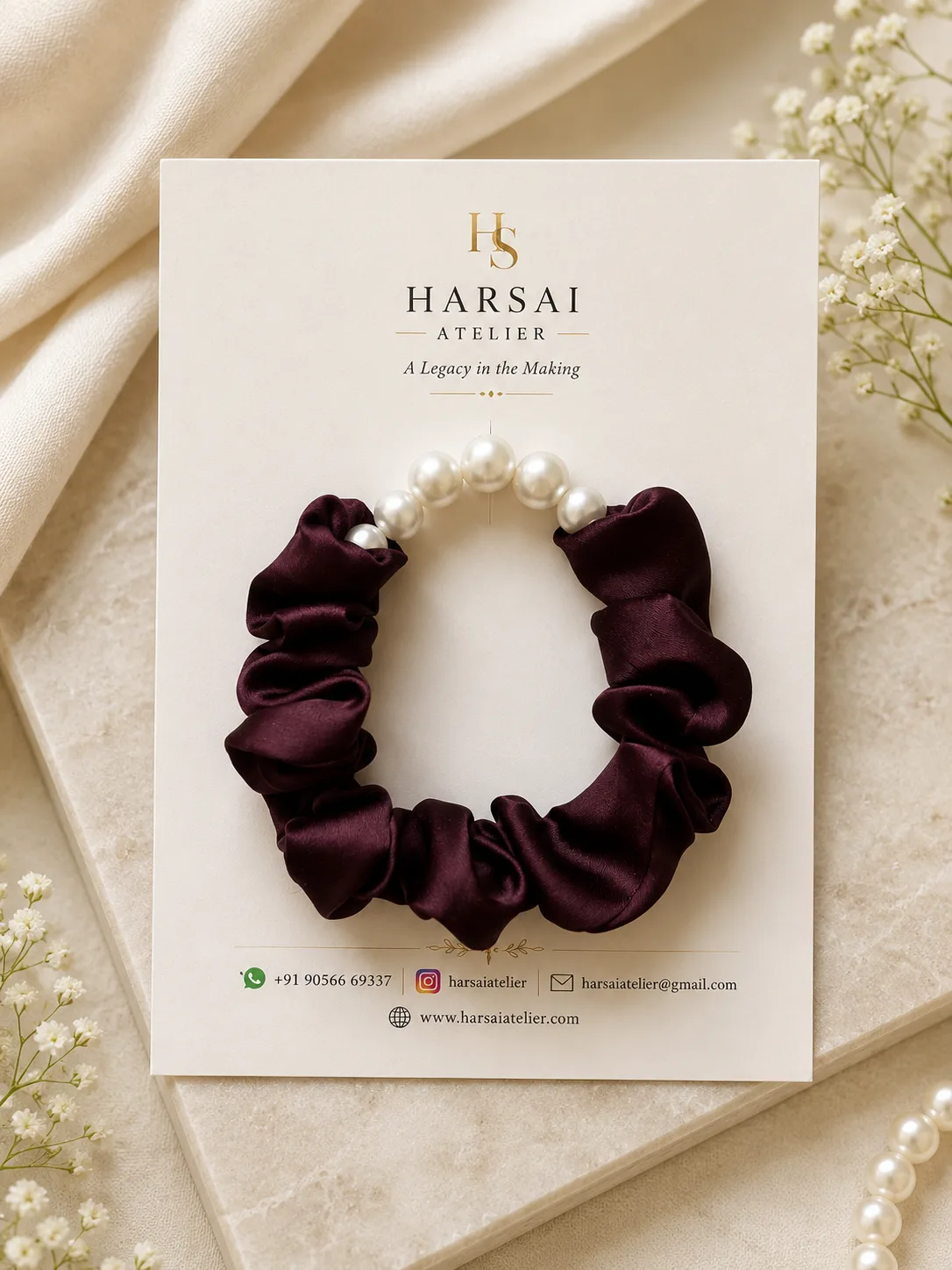 Pearl Silk scrunchie