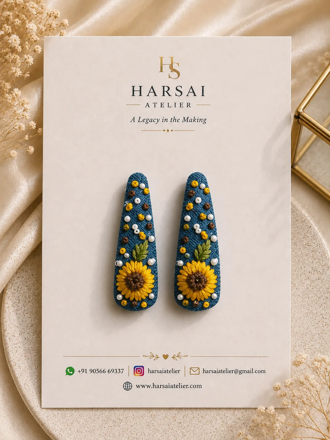 Denim Sunflower Tic Tac clips